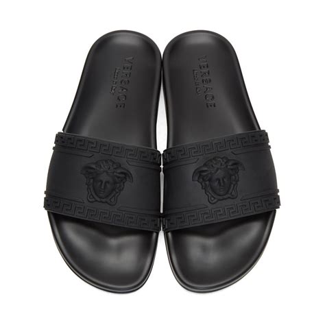 mens versace slides black and gold|Versace clog mule for men.